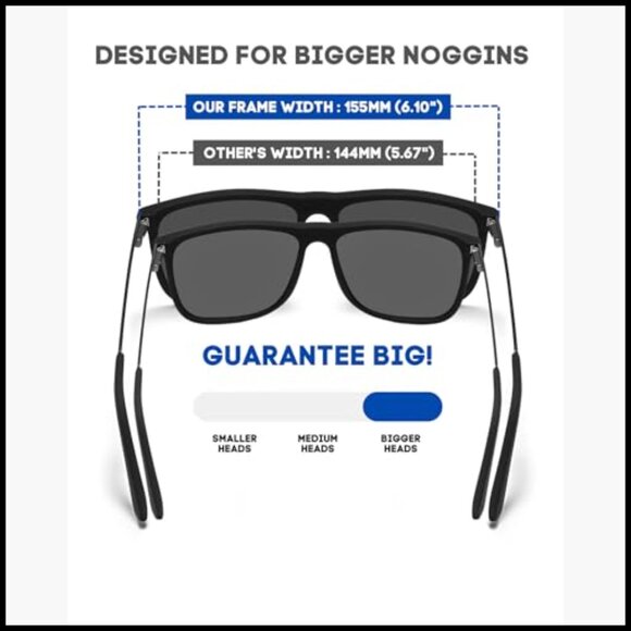 TR90 Frame Polarized Square Sunglasses Extra Large Fit 155mm main image 5